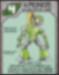 a card with an image of a green robot